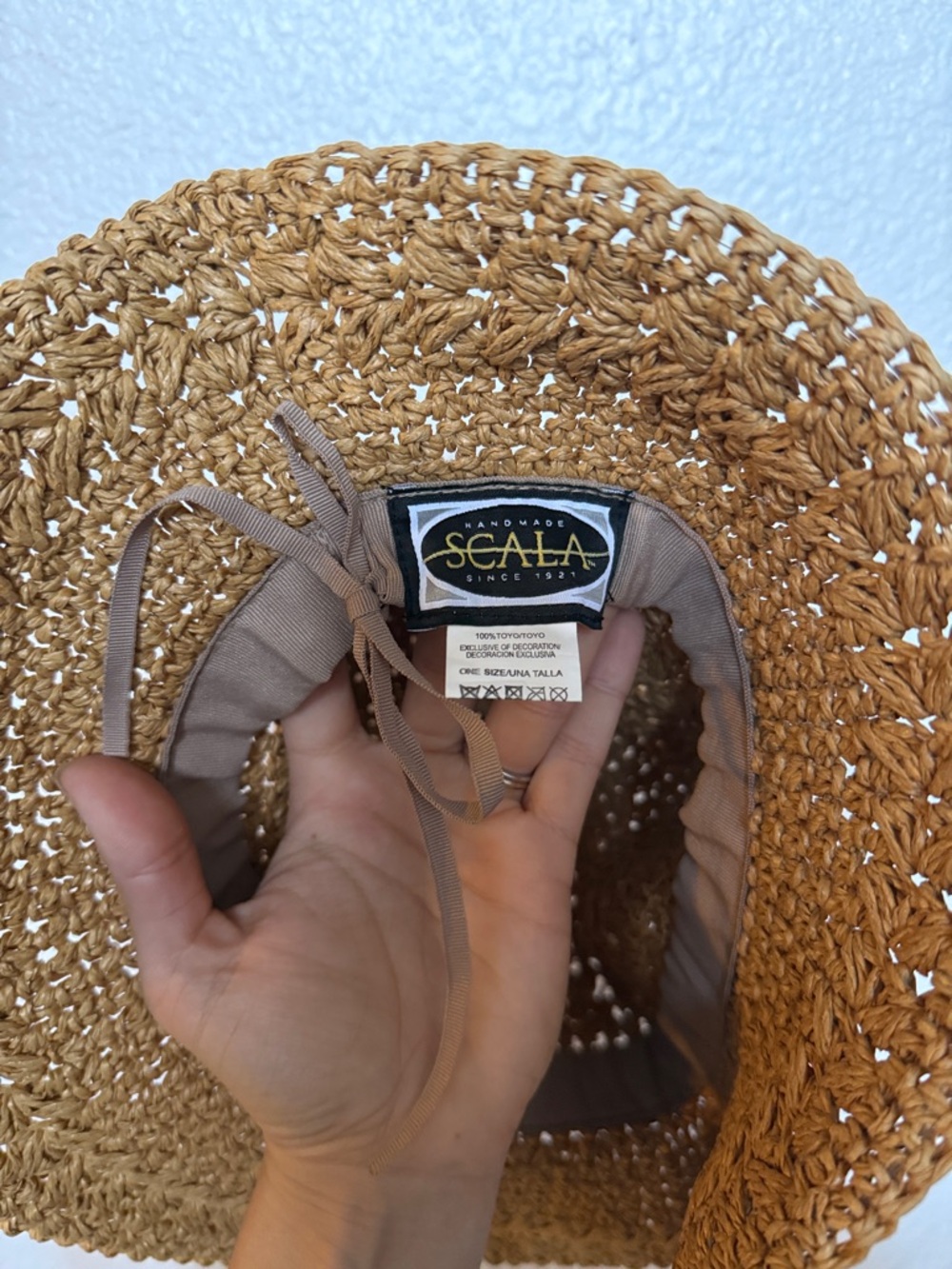 Scala Brown Crochet Sun Hat with Bow Trim - Picture 2 of 2